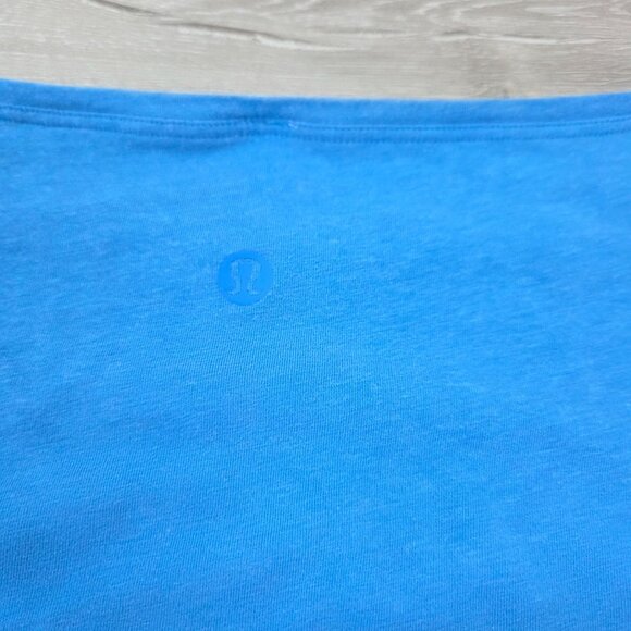Lululemon Back In Action Pima Cotton Blue Boat Neck Top Womens Size 20 - Picture 13 of 16
